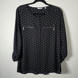 Reitmans Black Polka Dot Blouse Size Large